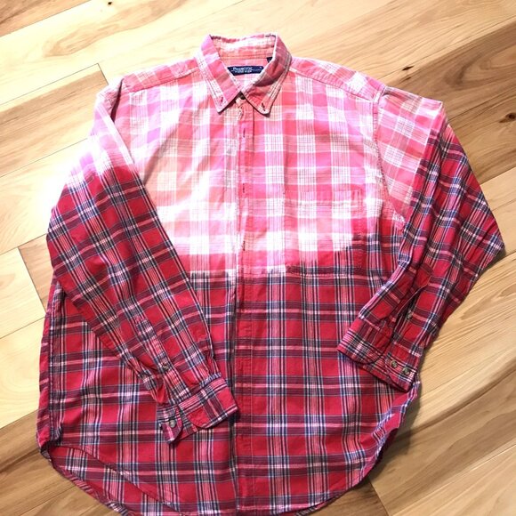 Bleached Plaid Upcycled Shirt: Plus Size Western Top with Inspirational Quote - Picture 5 of 11